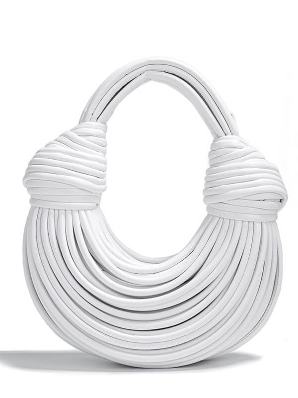 WHITE BRB FAUX LEATHER ROPE PURSE