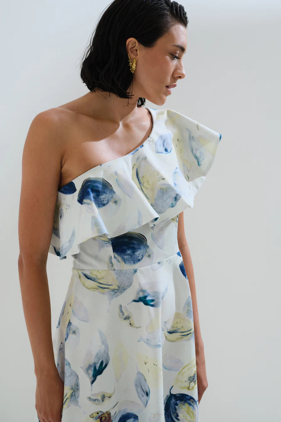 Ruffled one shoulder dress