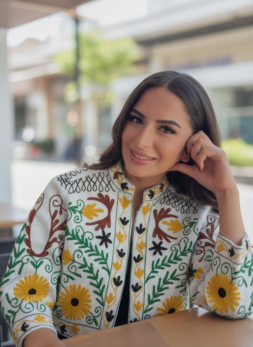 Embroidered Bloom Jacket Margarita