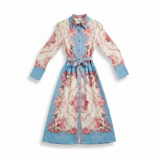 Vintage Bloom Dress – Blue