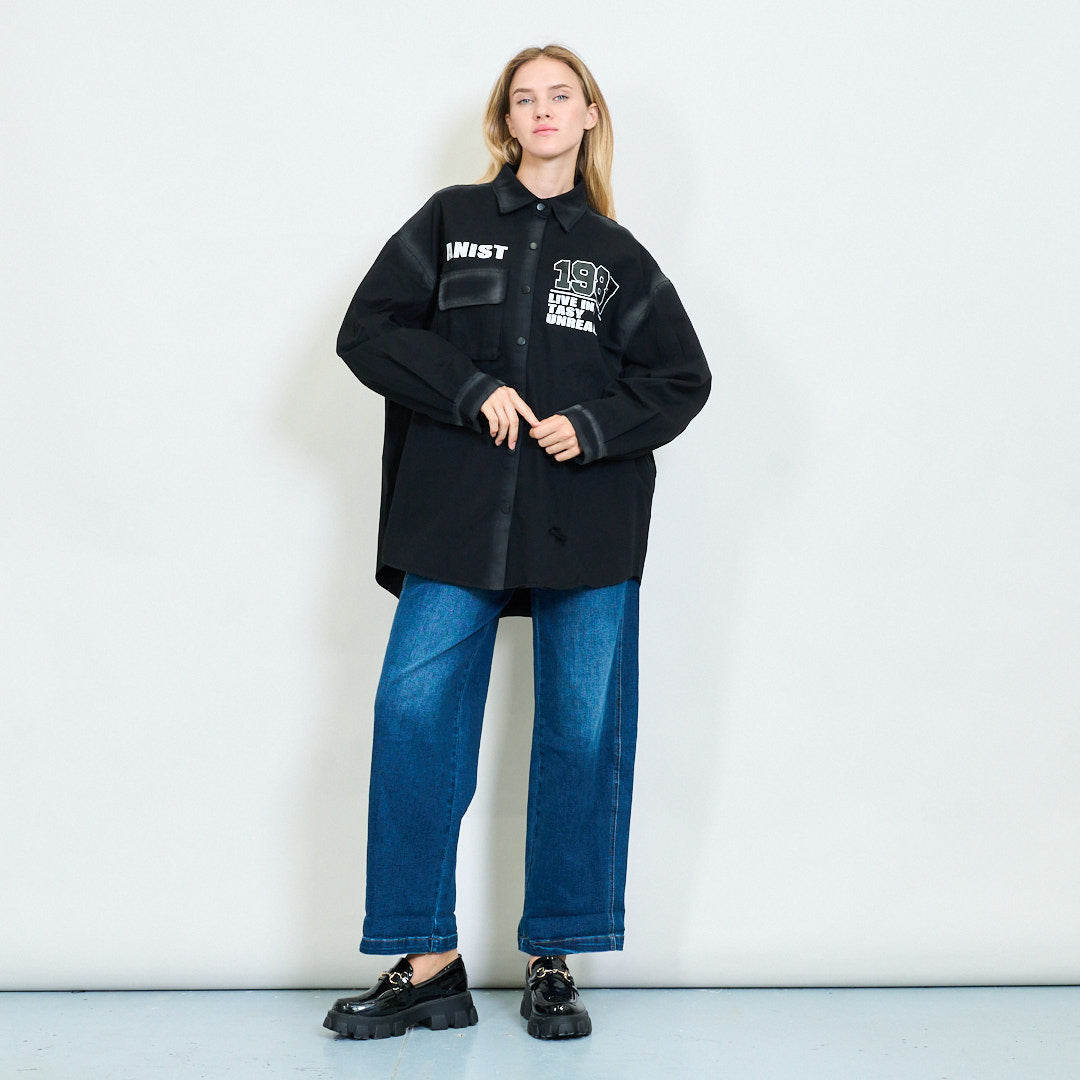Oversized Black Shirt Jacket