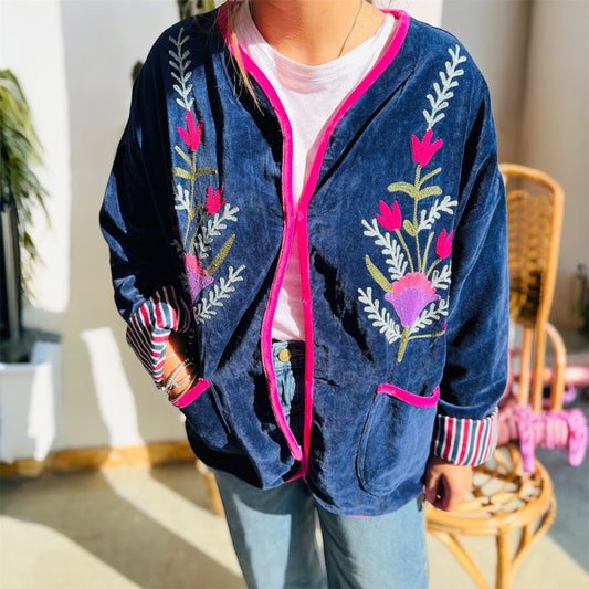 Velvet Jacket - Navy