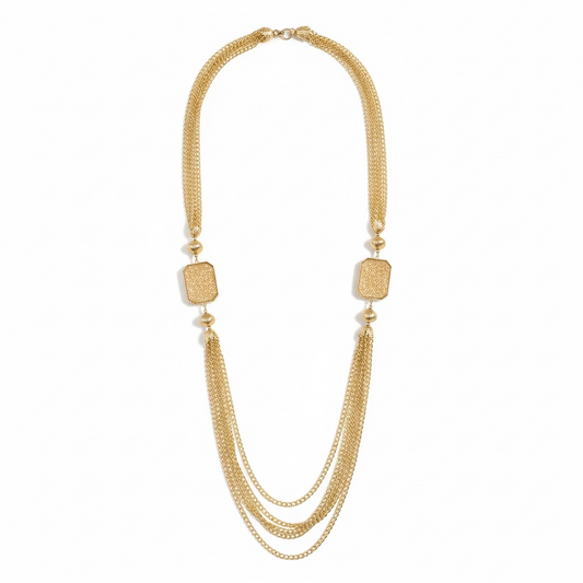 Golden Cascade Layered Necklace