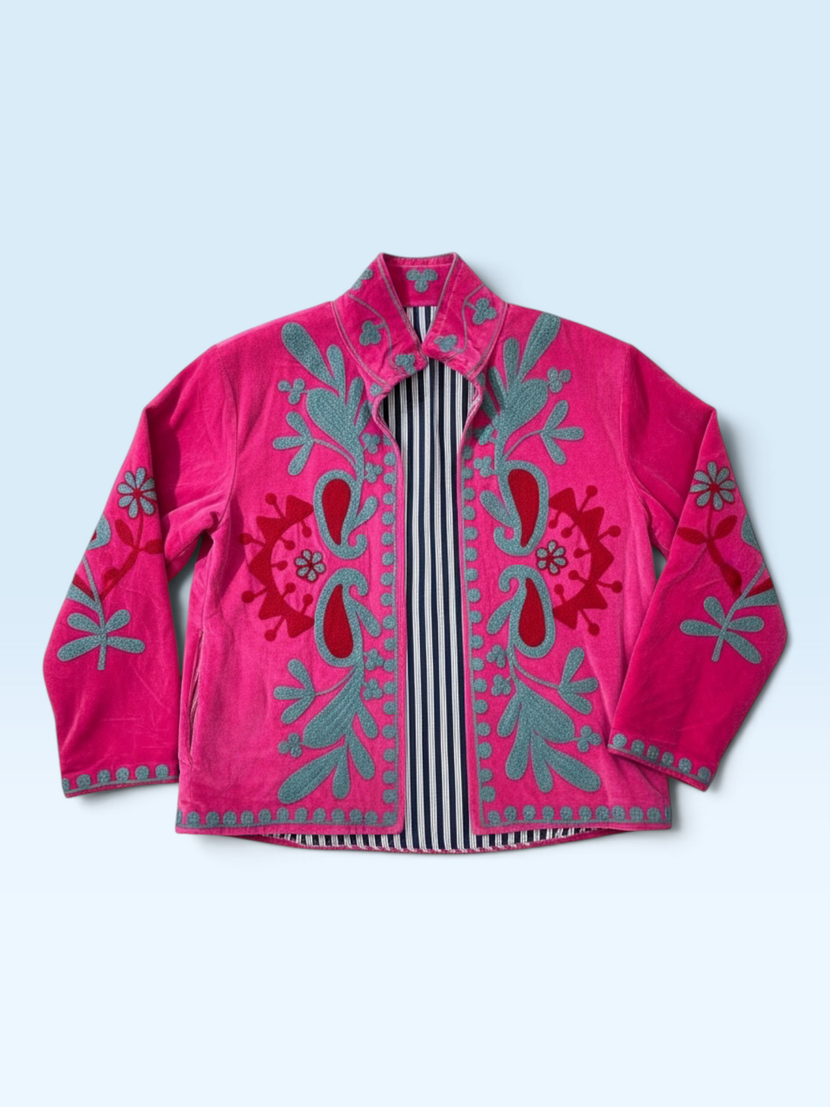 Embroidered Bloom Jacket Fuchsia