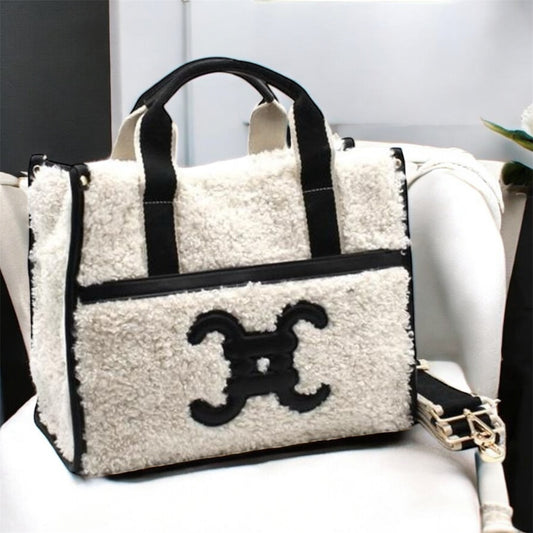 Moumoute handbag with logo ecru