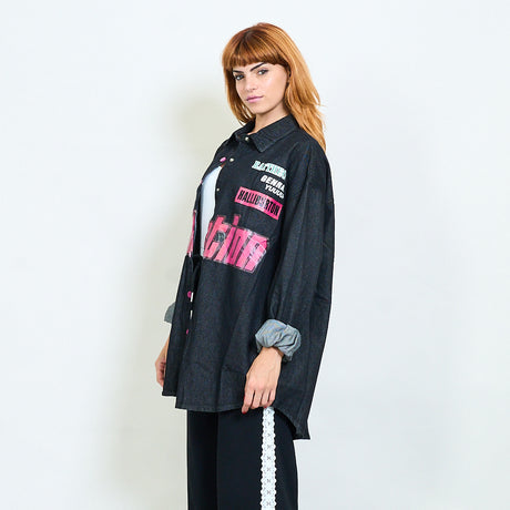 Graphic Overshirt Black