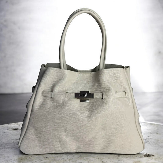 Soft Icon Leather Tote – Beige