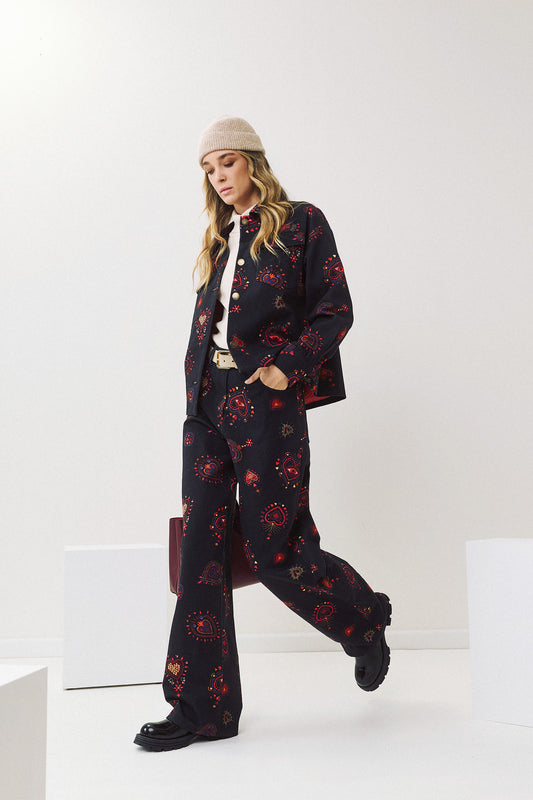Figaro Paisley Print Wide-Leg Trousers