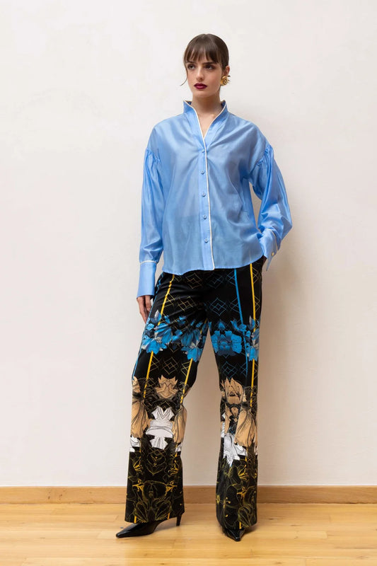 Nema Dina Lyocell Contrast Shirt Ciel