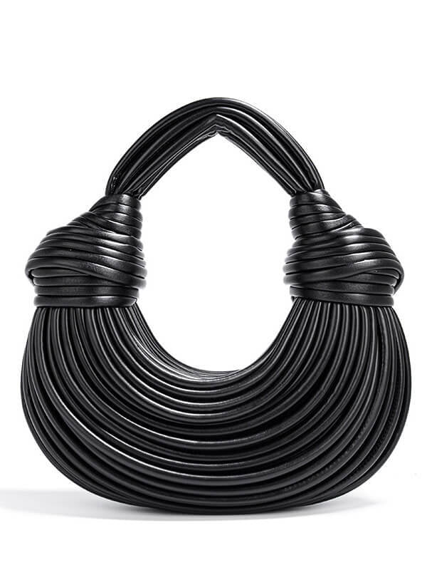 BLACK BRB FAUX LEATHER ROPE PURSE