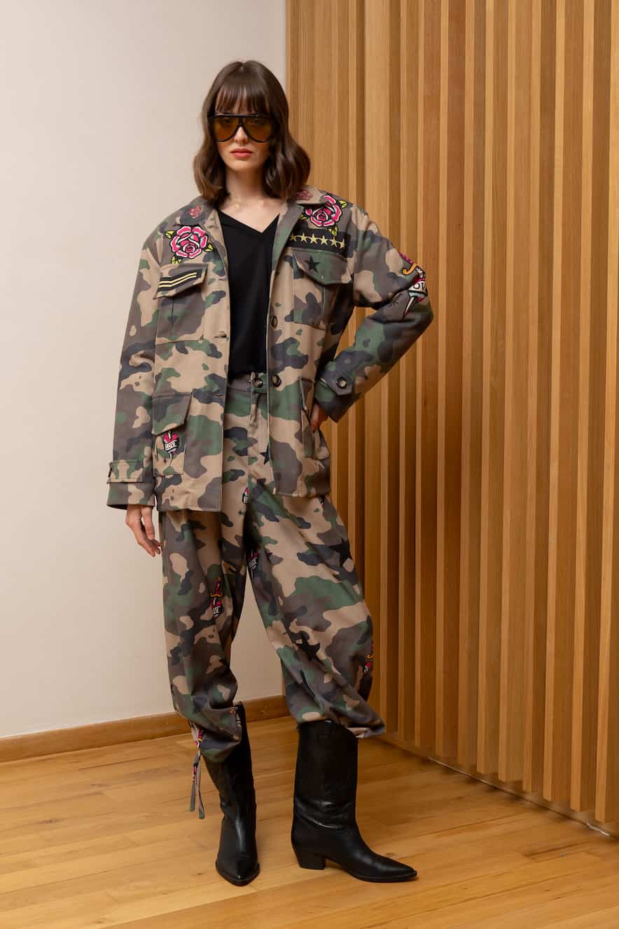 Never On Sunday Fein Army Jacket With Quilted Lining Oversized