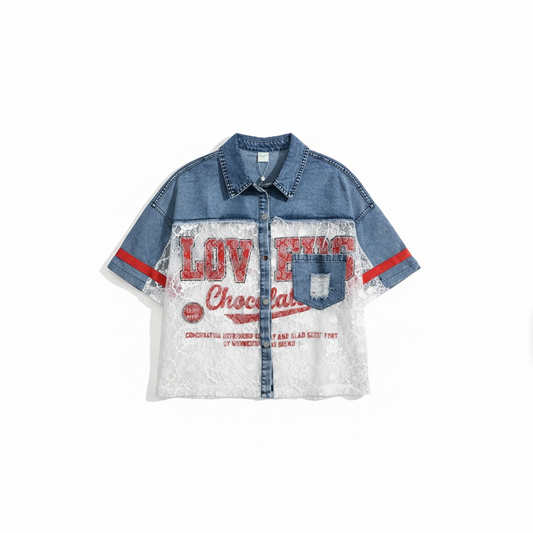 Love Denim Lace Shirt – White