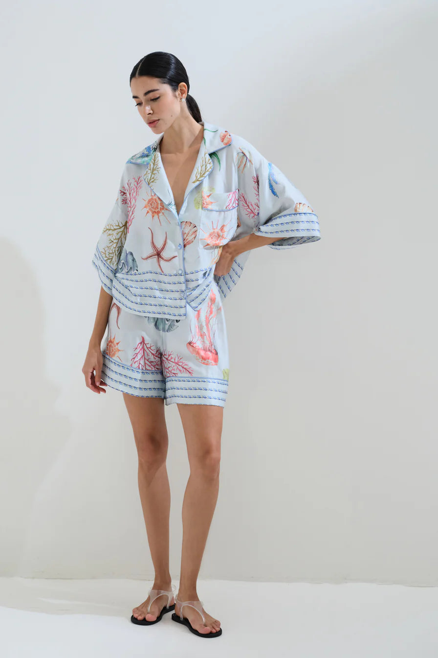 Shell printed shorts