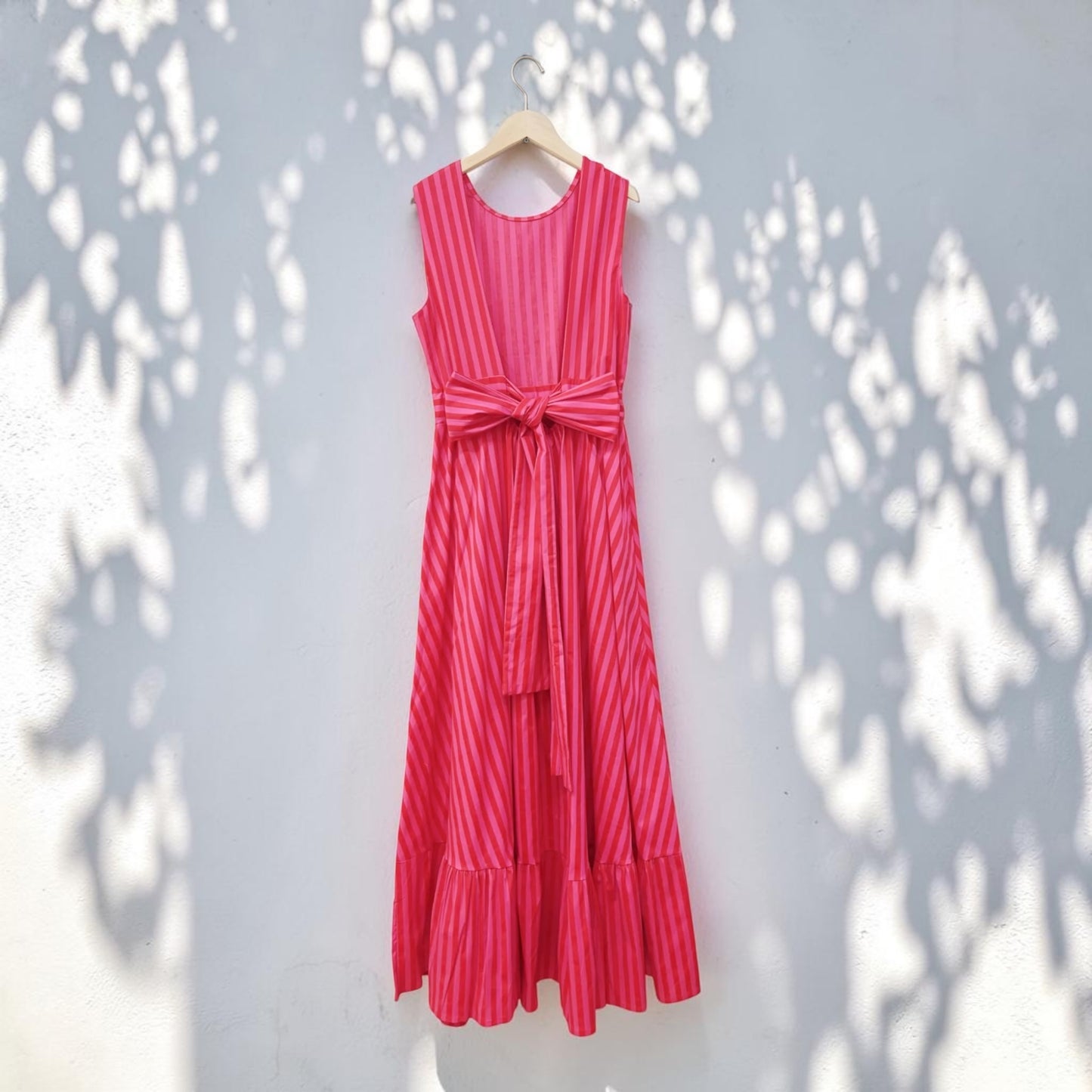 Pink Striped Midi Dress
