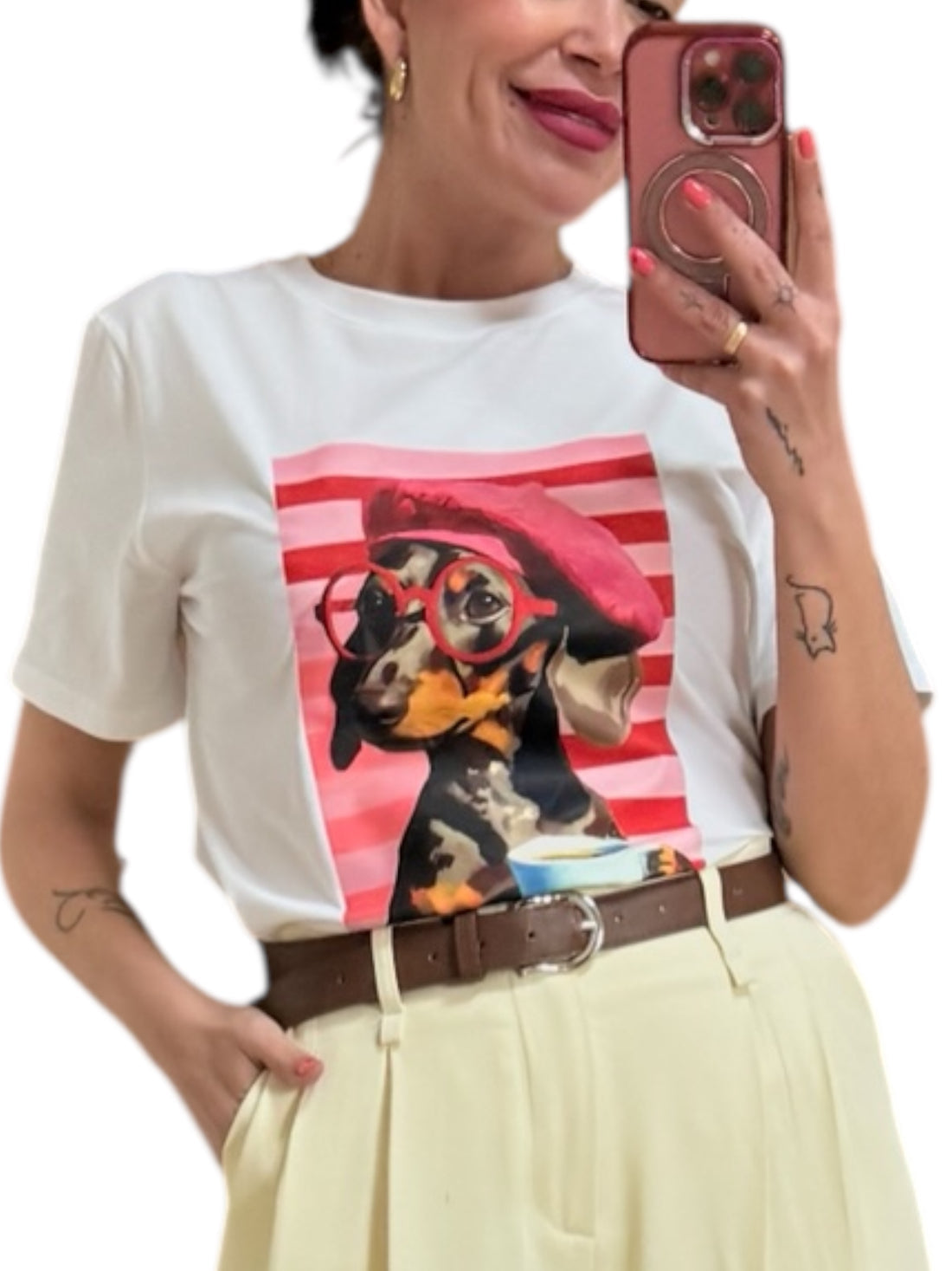 Paris Coffee Dog Cotton T-Shirt