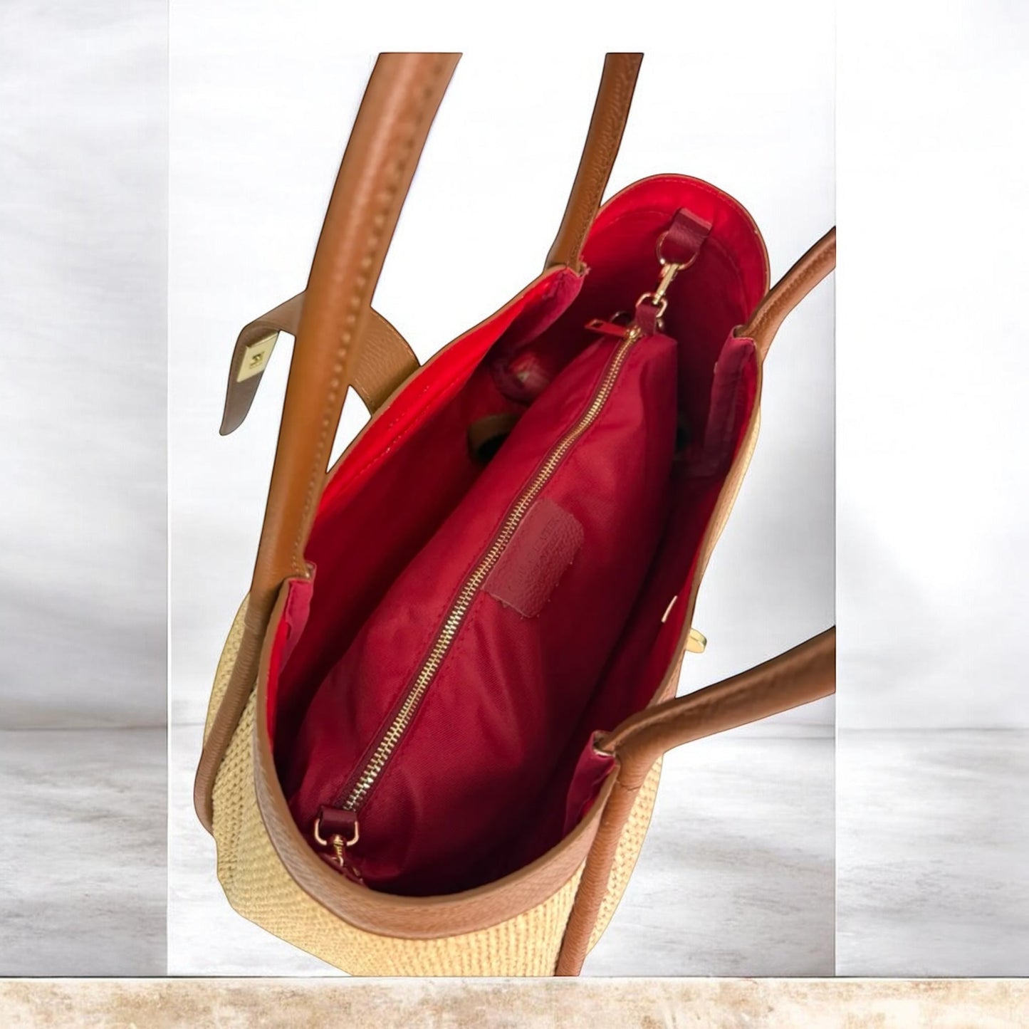Riviera Straw & Leather Tote – Tan