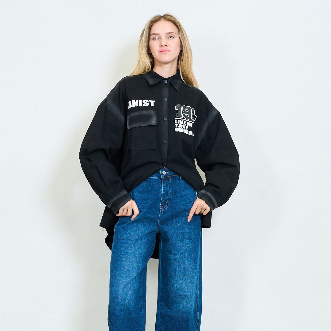 Oversized Black Shirt Jacket