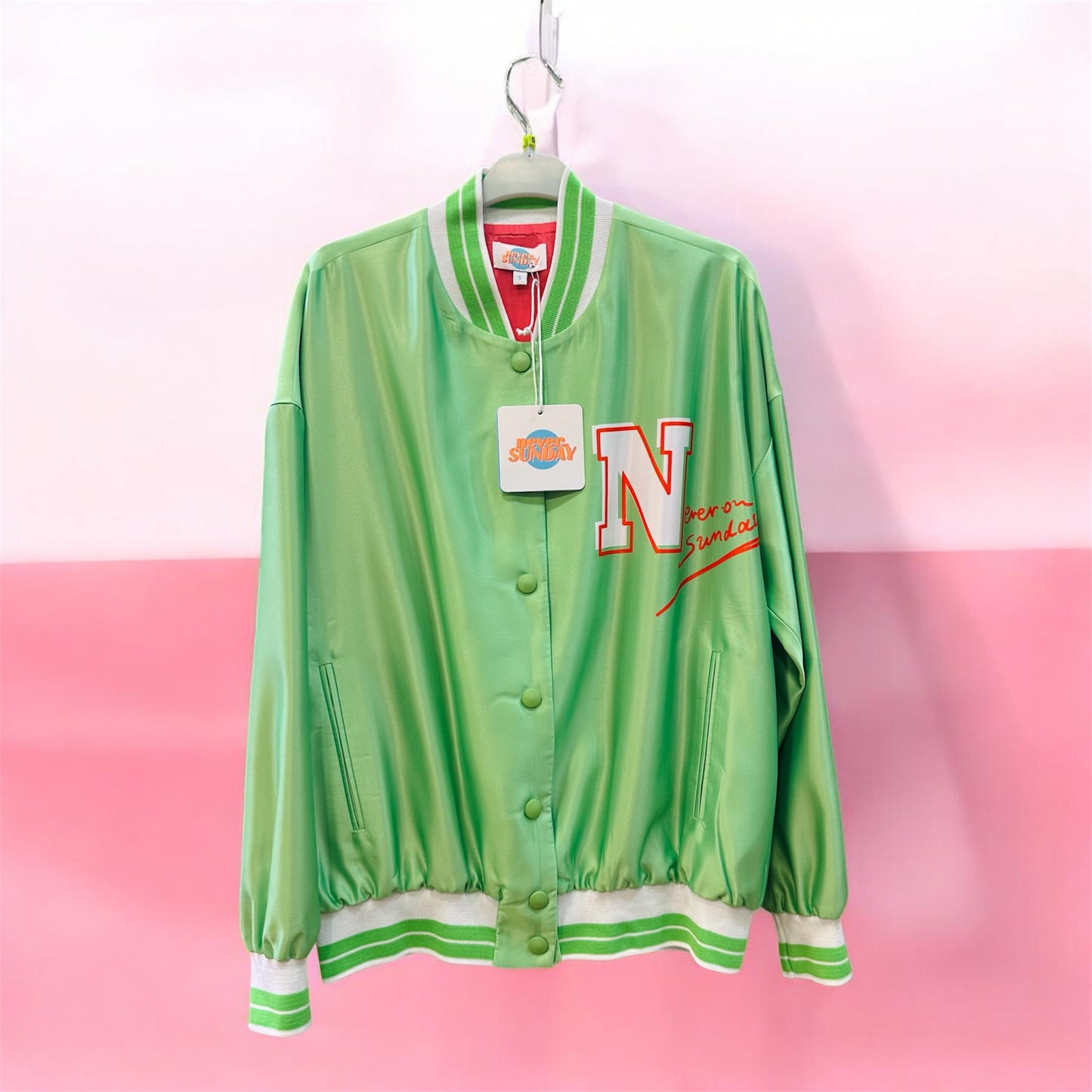 Never On Sunday “Cool Edition” Green Varsity Jacket