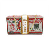 Crystal 100 Dollar Bill Clutch Handbag with Matching Headband