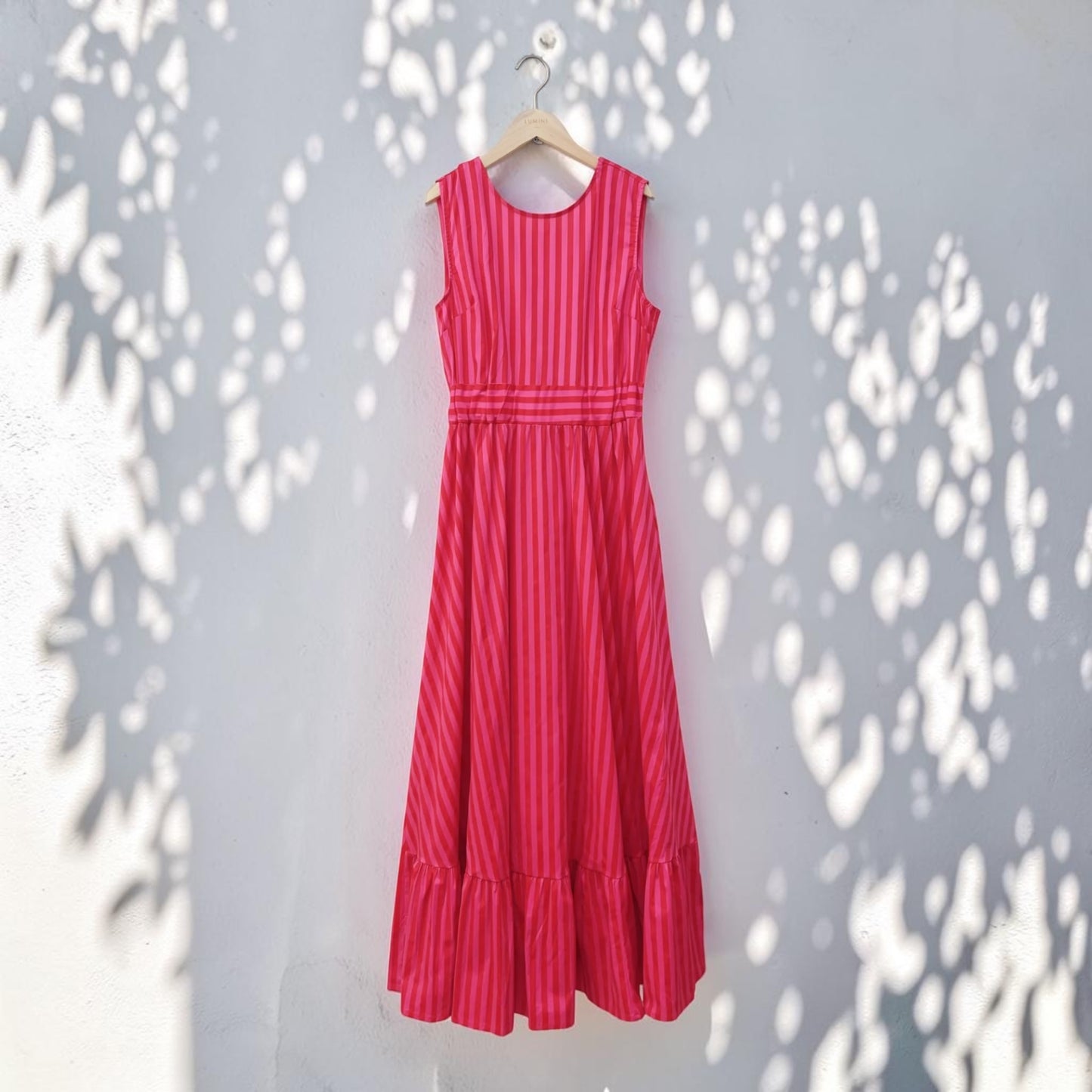 Pink Striped Midi Dress