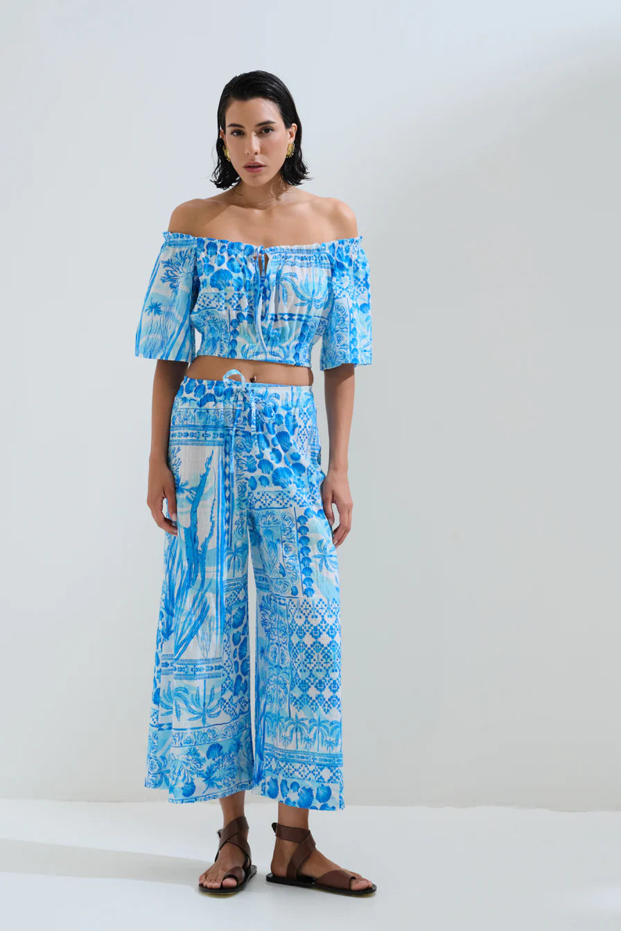 Cropped pants shell print