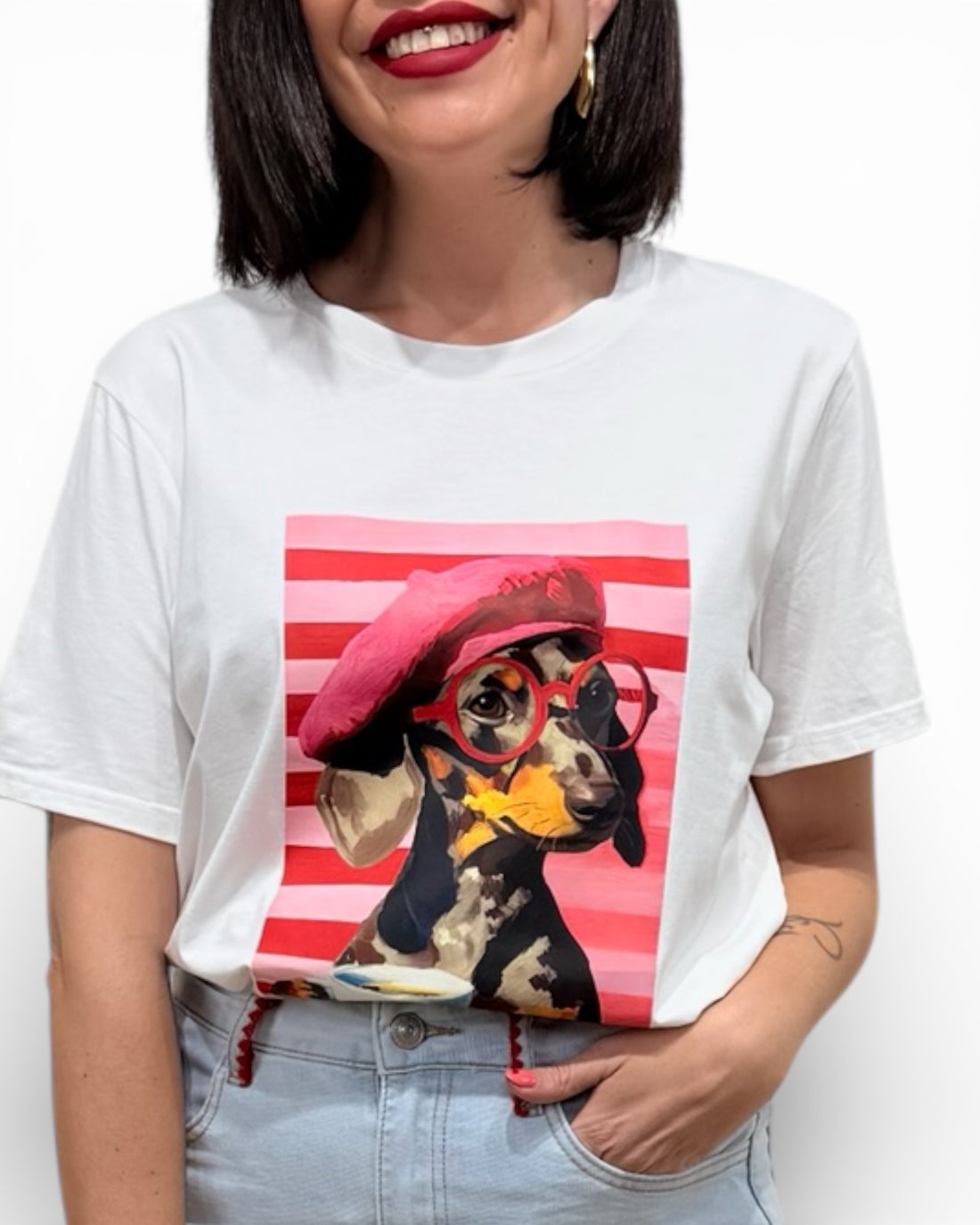 Paris Coffee Dog Cotton T-Shirt