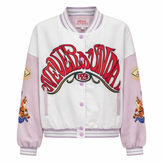Never On Sunday “Psychedelic Dream” Varsity Jacket White