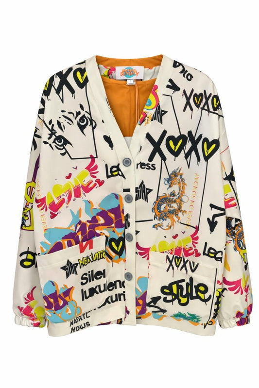 Never On Sunday “Silence is Luxurious” Graffiti Jacket