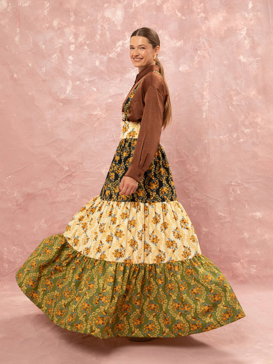 WE__ARE
TIERED MAXI SUSPENDER SKIRT - LACE BOUQUET