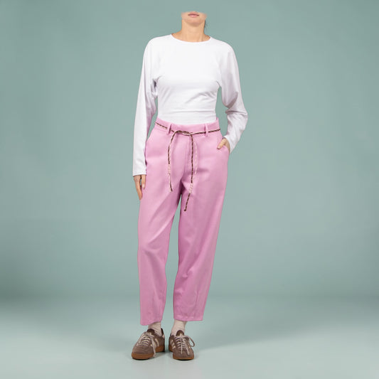 Relaxed Fit Denim Trousers –Pink