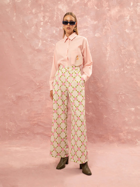 WE__ARE
PLEATED CLASSIC PANTS - ROSES