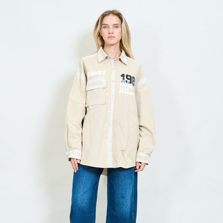 Oversized BeigeShirt Jacket