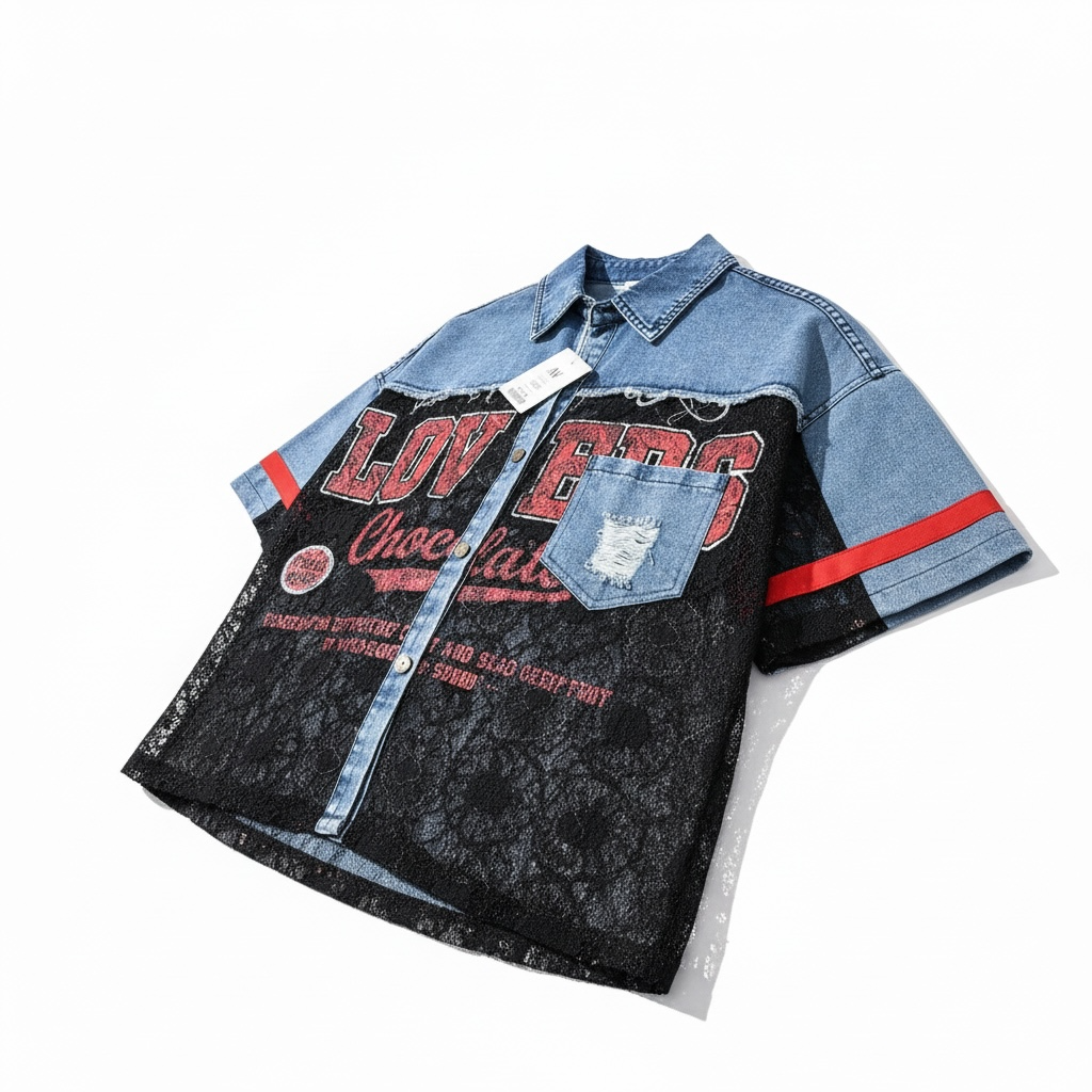 Love Denim Lace Shirt – Black