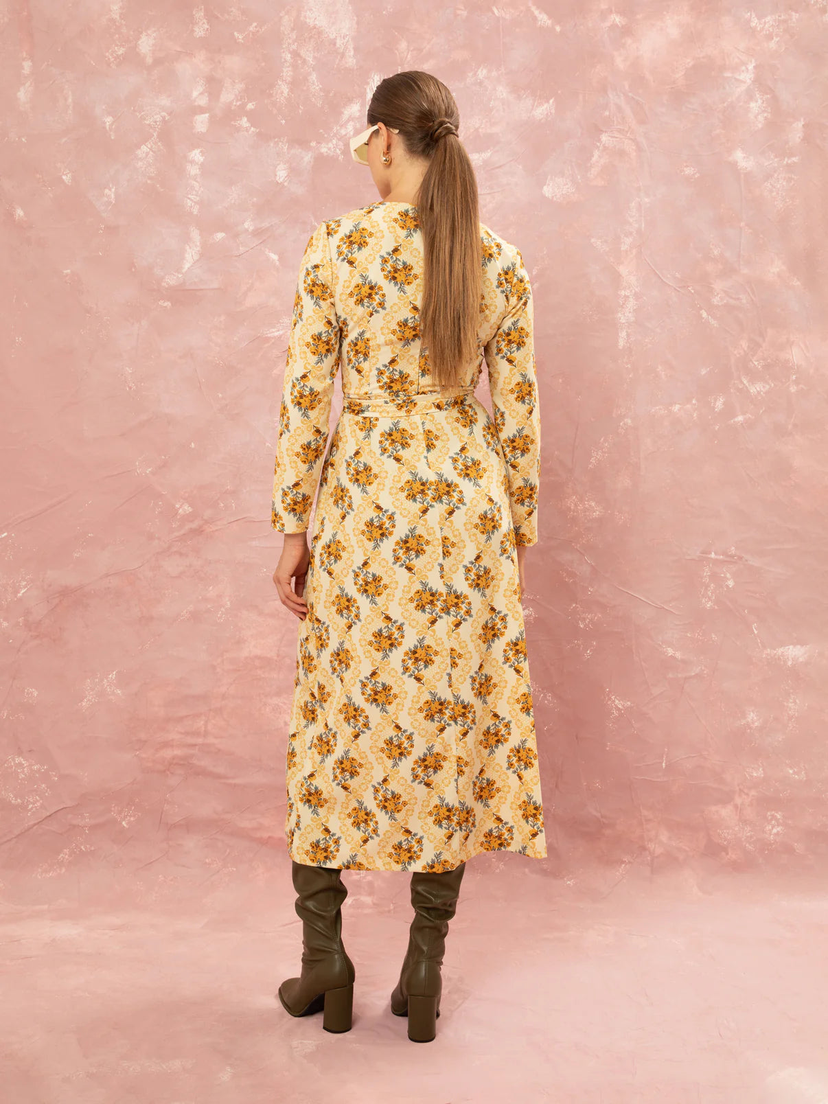 WE__ARE
STRAIGHT LINE MIDI DRESS - LACE BOUQUET CREAM