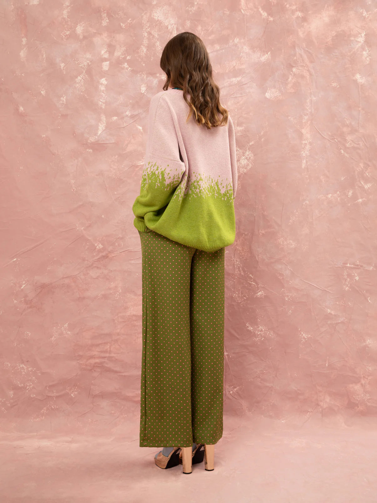 WE__ARE
PLEATED CLASSIC PANTS - FLORAL DOT LIME