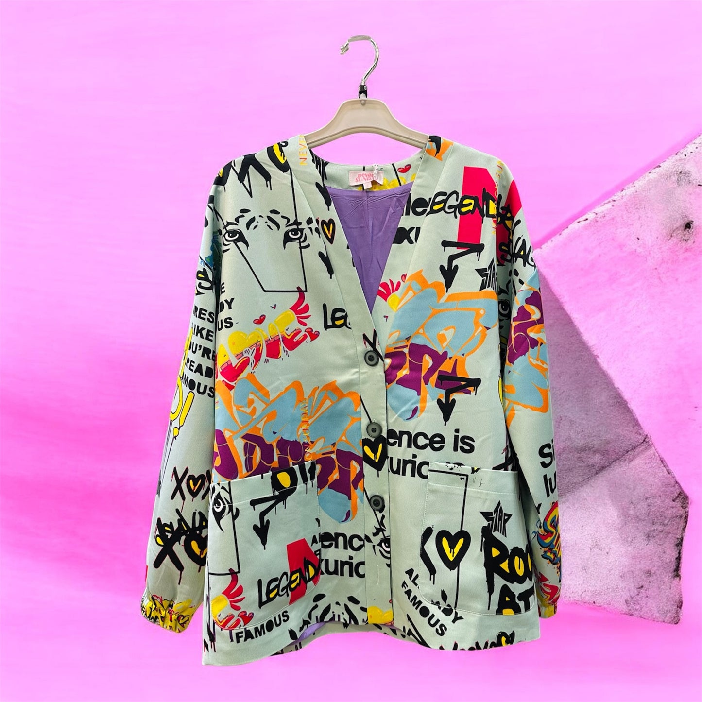 Never On Sunday “Silence is Luxurious” Graffiti Jacket Veraman