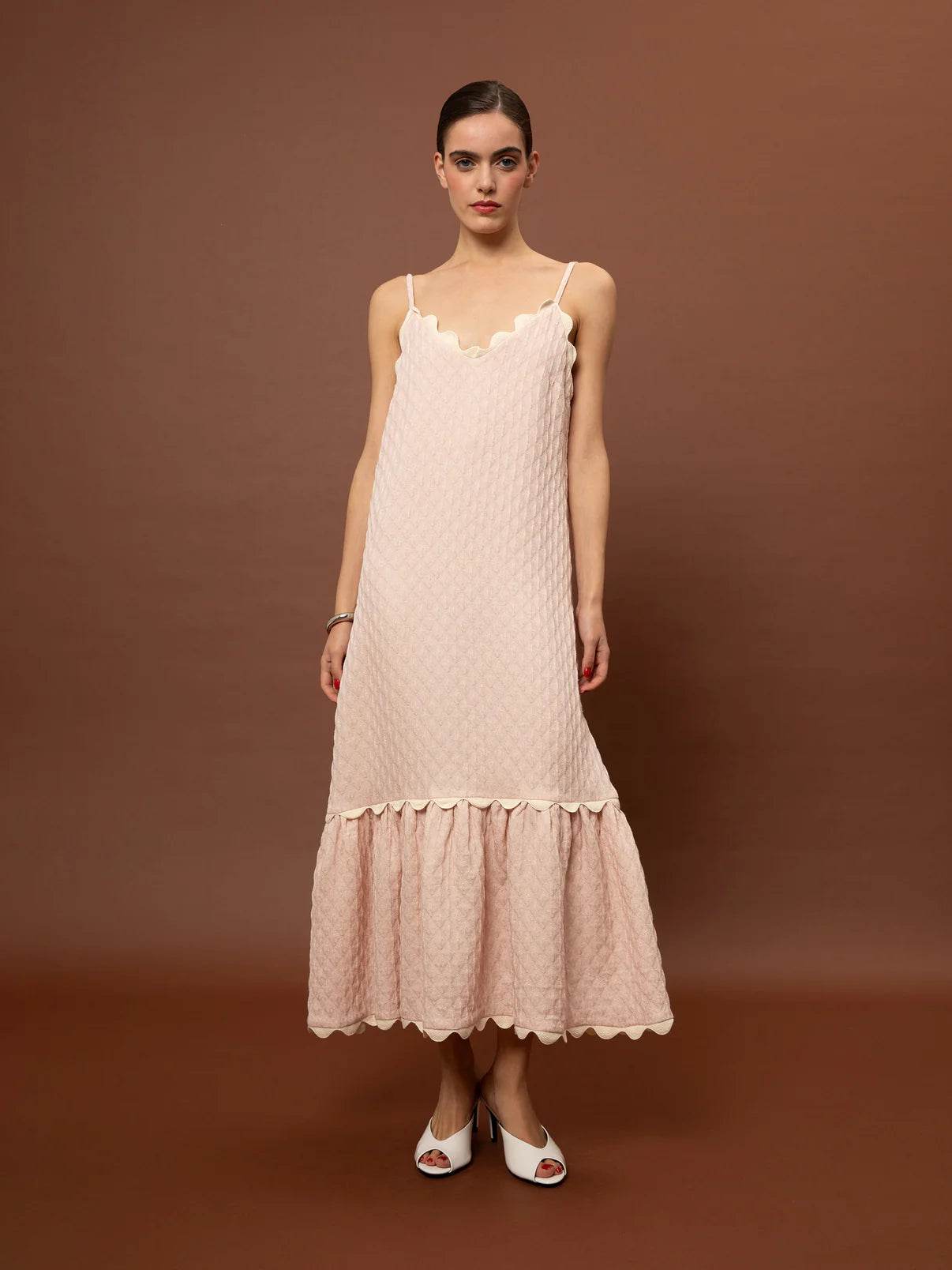 WE__ARE
TIERED JACQUARD DRESS PINK
