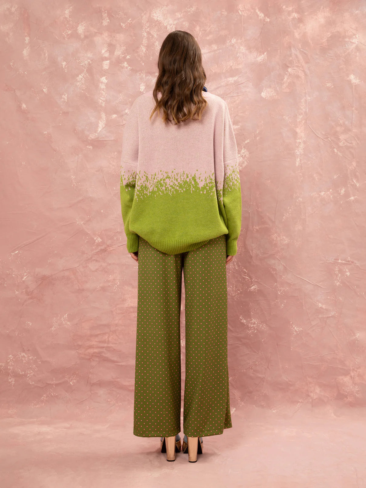 WE__ARE
PLEATED CLASSIC PANTS - FLORAL DOT LIME