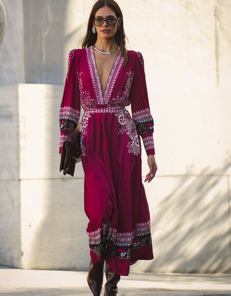 EIRIANNA VINTAGE WINE DRESS