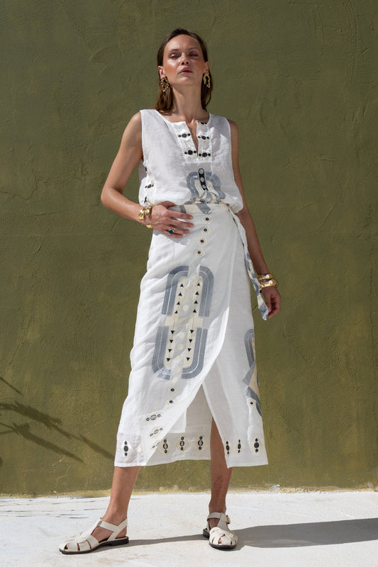 Nema resort wear handmade 'Naya skirt – Ecru'