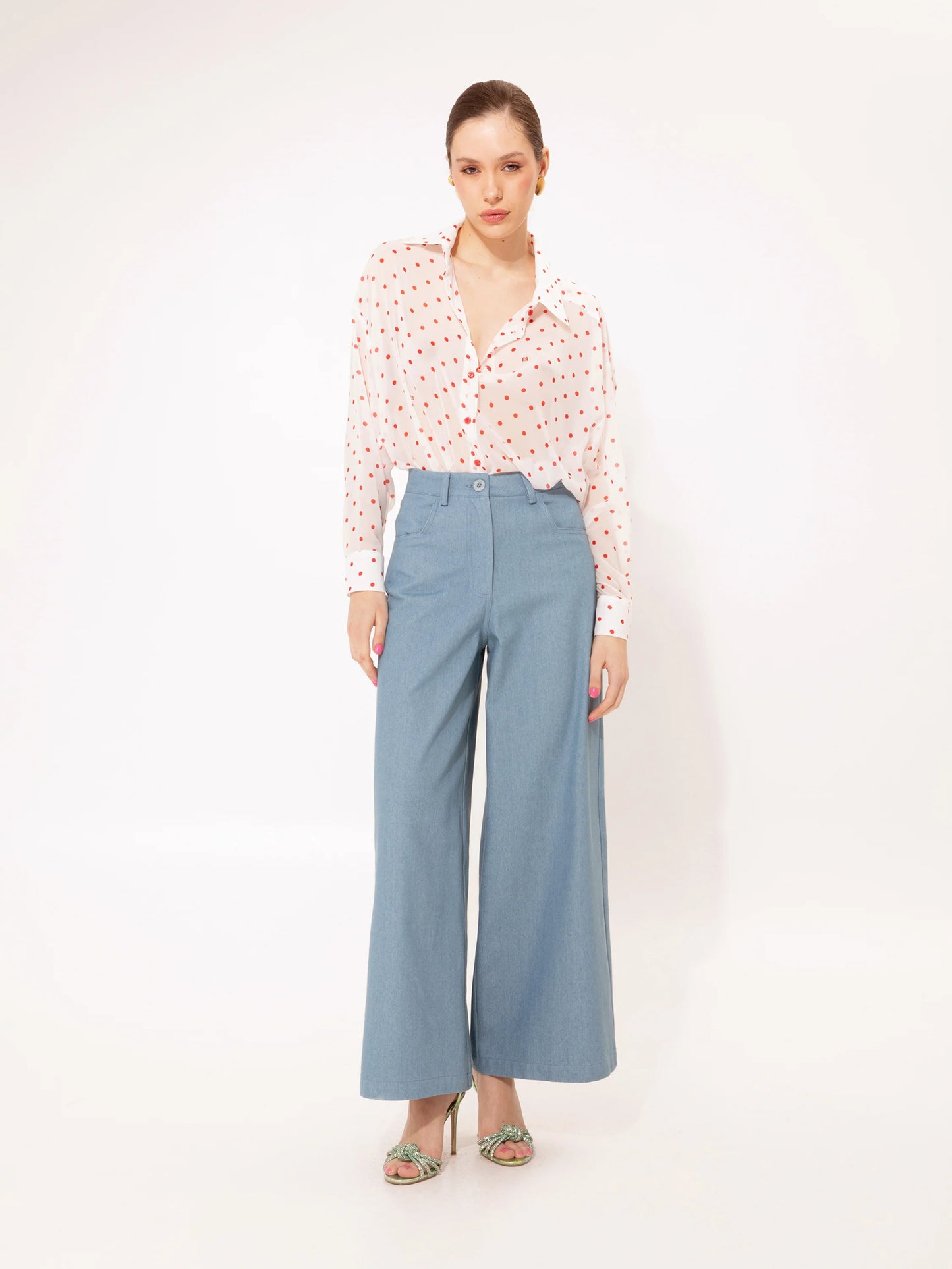 WE ARE WIDE-LEG DENIM PANTS BLUE
