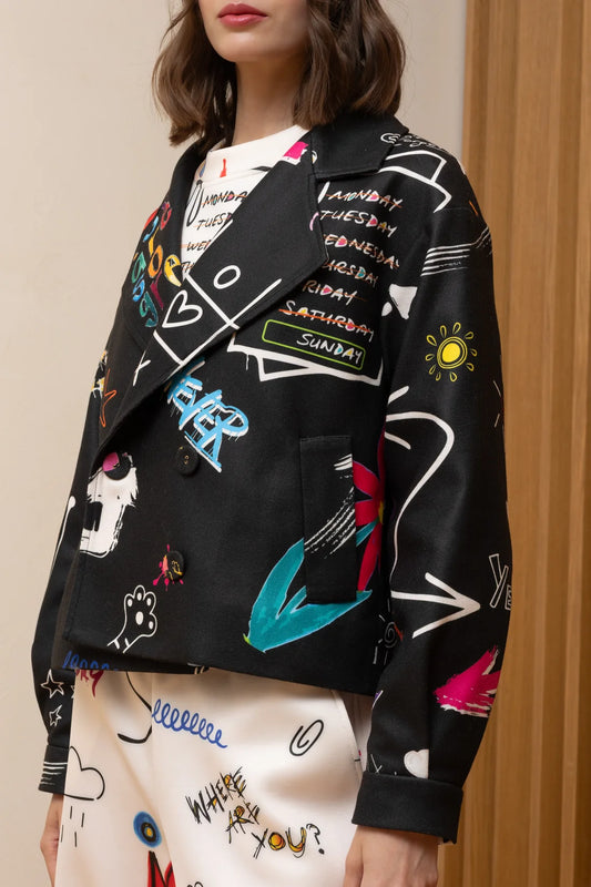 Never on Sunday Mood Crop Jacket Black
