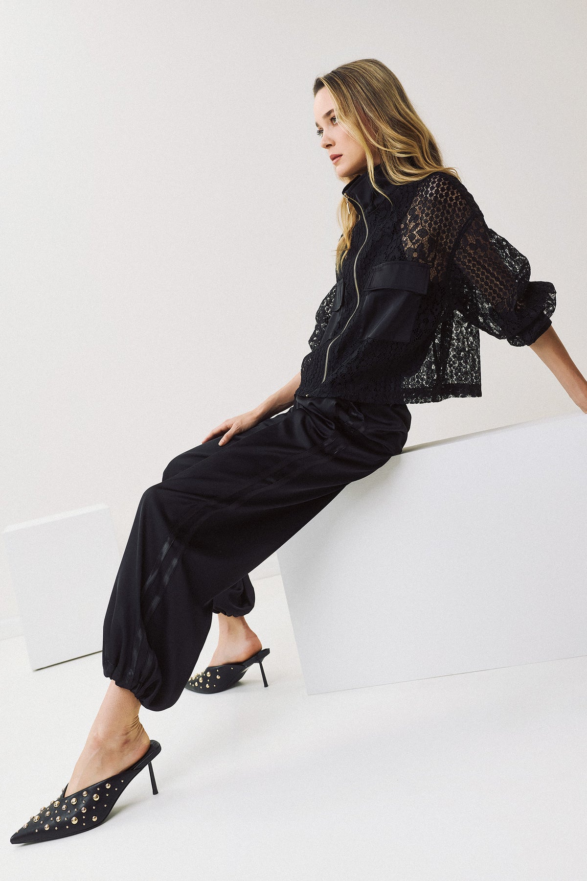 Figaro Lace Utility Jacket Black
