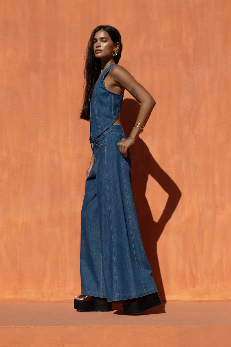 Serene Denim Top Nema Resort Wear