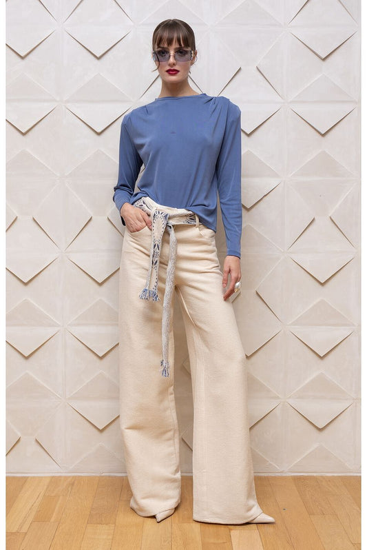 Nema Cotton Pants Ecru With Belt