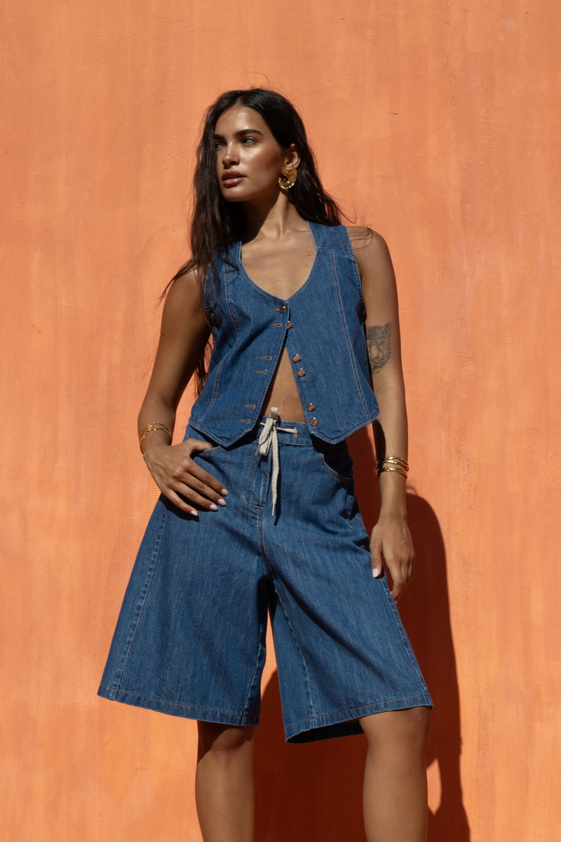 Serene Denim Top Nema Resort Wear