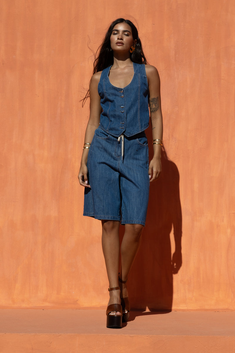 Serene Denim Top Nema Resort Wear