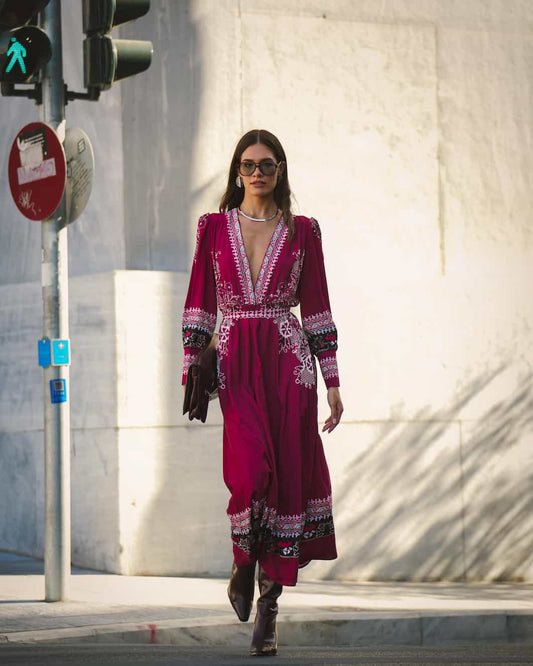 EIRIANNA VINTAGE WINE DRESS