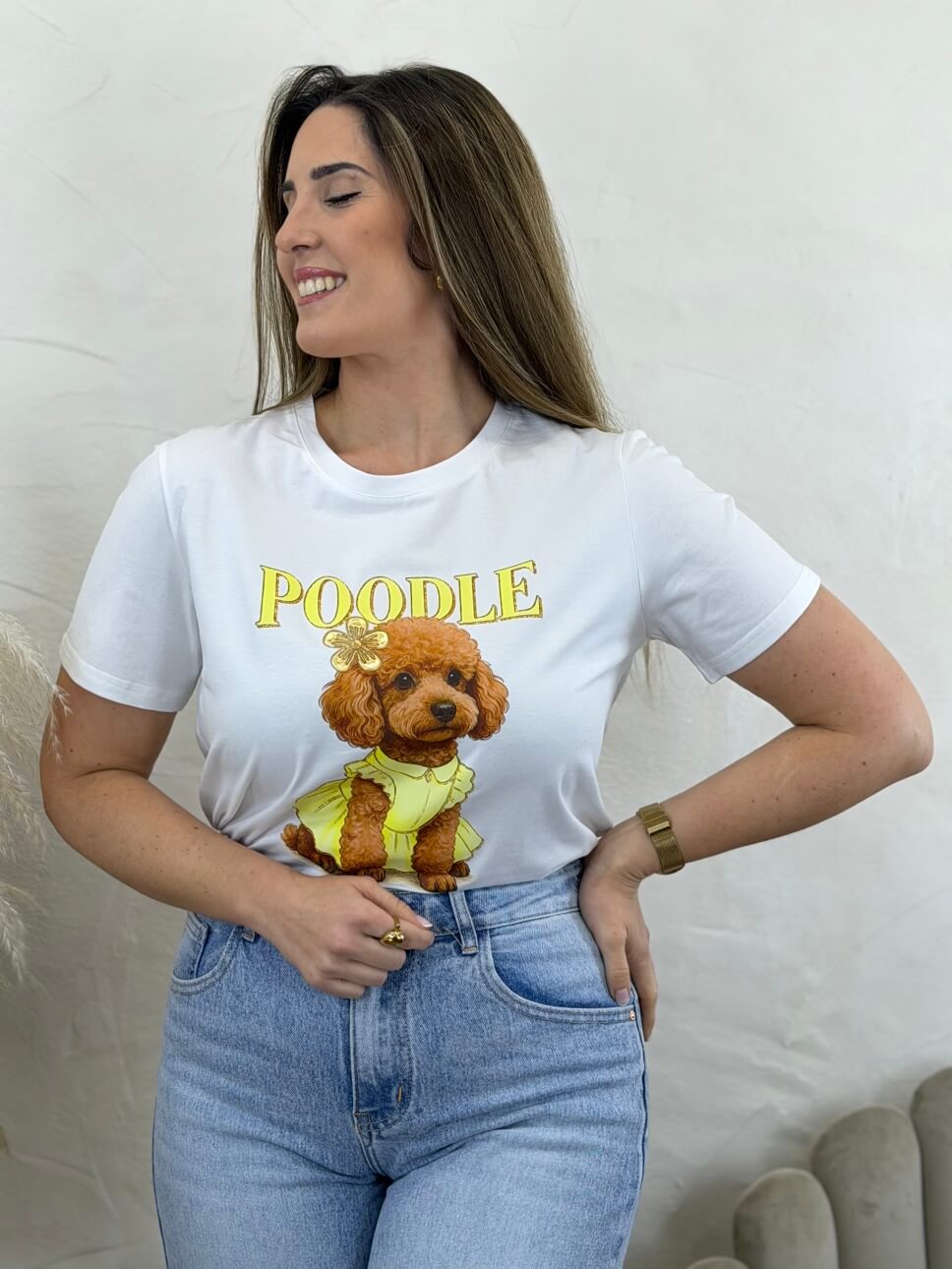 Poodle Lady Cotton T-Shirt