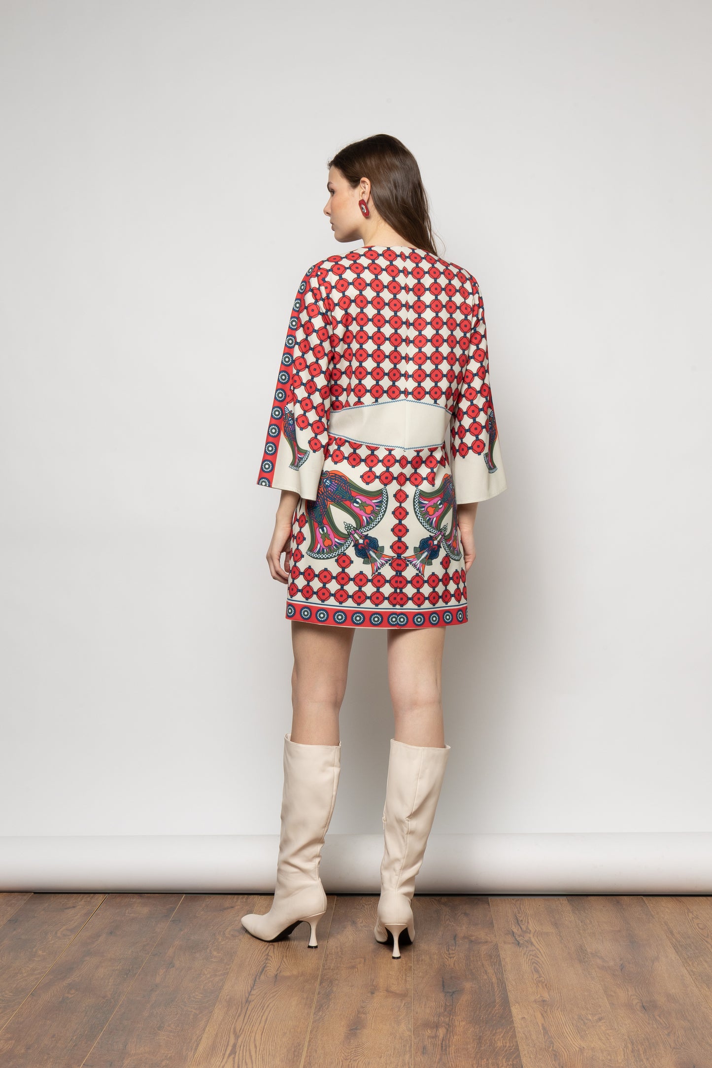 NEMA NEW Red Geometric Print Mini Dress